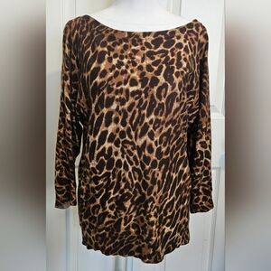 Chaps, leopard print, 100% cotton, lightweight, top. Size M